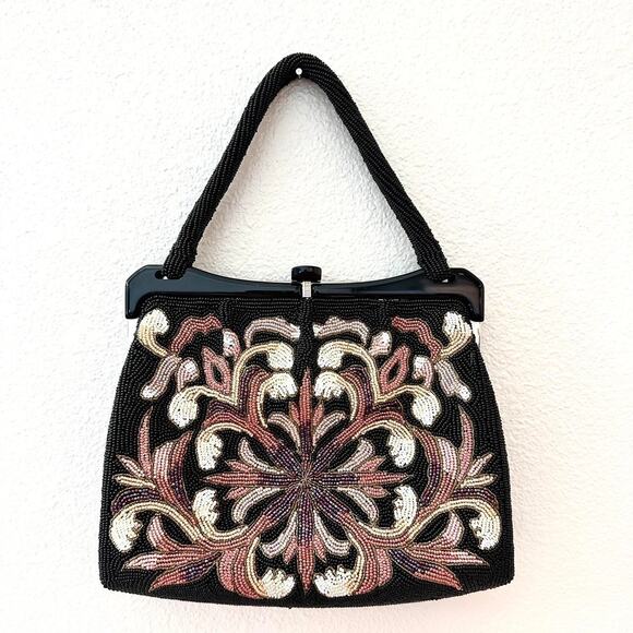 Gorgeous black beaded shoulder bag - Picture 1 of 5